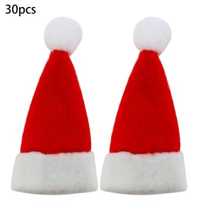 China Christmas Tree Ornament Decor Mini Wedding Gift Creative Chirstmas Decor 30pcs/Set Mini Christmas Hat Santa Claus Lollipop Hat Caps for sale