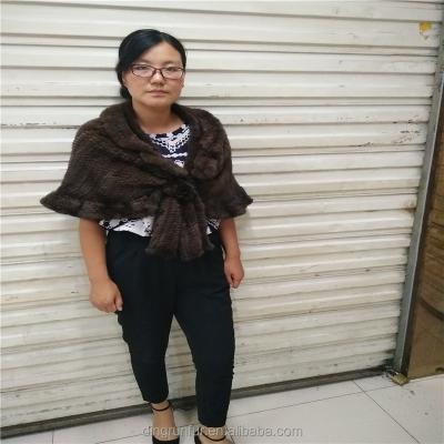 China Cozy Factory Supplier 2018 Women Knitted Mink Fur Cap Real Mink Fur Shawl for sale