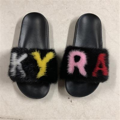 China Sale Nature Mink Fur Sandals Real Mink Fashionable Warm Slippers for sale