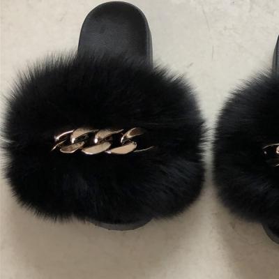 China Fashion Trend Women's Fur Slides Real Fox Fur Sandal Custom Made Wholesale for sale