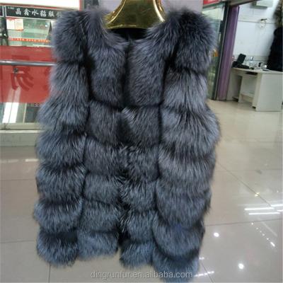 China Real Fur Vest Fashionable Women Silver Fox Fur Real Viable Vest for sale