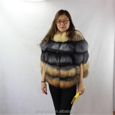 China Yarn Dyed Chatter New Style Real Fur Shawl Dyed Fox Real Fur Cape for sale