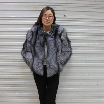 China Women Winter Sustainable Silver Fox Natural Fur Coat for sale