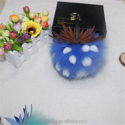 China New Pineapple Shape Pineapple Shape Design And Rex Rabbit Pom Pom Real Fox Fur Car Chain Key Chain for sale