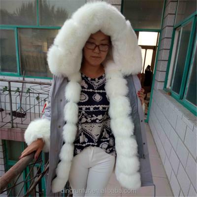 China 2018 New Women Kids Faux Fox Fur Jacket Anti-shrink Rabbit Fur Jacket Women's Striped Parka for sale