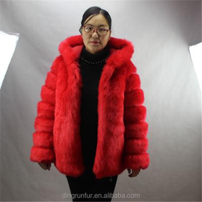 China High Fashion Anti Shrink Ladies Fabric Artificial Fur Whole Faux Skin Fox Fur Coat for sale