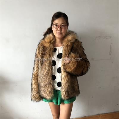 China Wholesale High Quality Anti Shrink Hooded Faux Fur Coat for sale