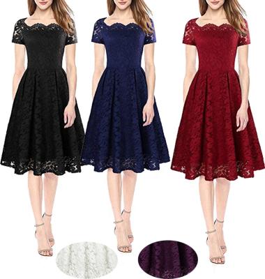 China 2021 Brand Breathable Short Sleeve Lace Bridesmaid Dress Even Formal Wedding Party Dress for sale