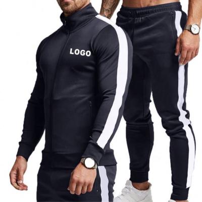 China New Wholesale Custom Design Breathable Running White Men Tracksuit Side Jogger Stripe 2 Piece Sweatsuit Men for sale