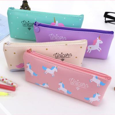 China Cute unicorn pencil case candy color kawaii student pencil case school supplies cute cheap stationery for sale