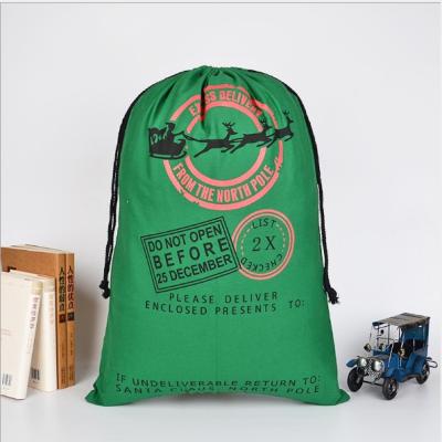 China Hot Selling Water Proof Christmas Canvas Drawstring Bag Gift Cartoon Cotton Candy Green Foldable Portable Bag Large for sale