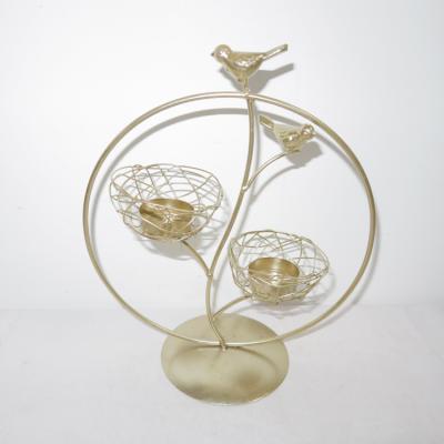 China Exquisite home decoration gold metal bird's nest candle holder for home decor for sale