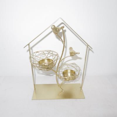 China HOLIDAY new European style candle holder with a bird's nest double candle holder for sale