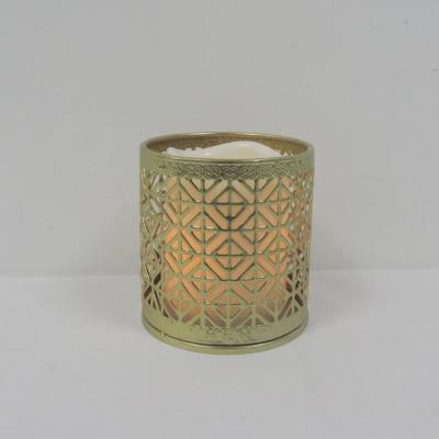 China Classic Style Geometric Shape Metal Stand With Electronic Candle Decor For Room Decoration 10*10*10.5CM for sale