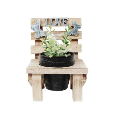 China Natural Simple Wooden Chair Style Chair Planter, 1pc Antique Terracotta Pot Holder for sale