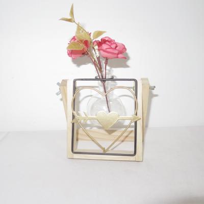 China Vintage Metal Glass Tube Vase Love Graphics Love Life for sale