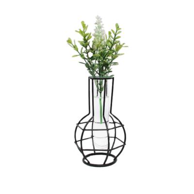 China 2019 Good Selling CLASSIC Metal Fuse Flower Vase Glass Tube Holder Artificial Flower Stand for sale