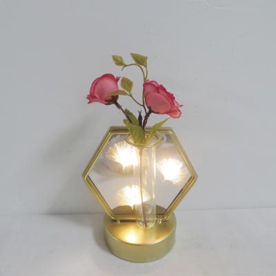 China Worldwide Classic Geometric Glass Vase Plant Mirror Frame Metal Desktop Flower Stand for sale