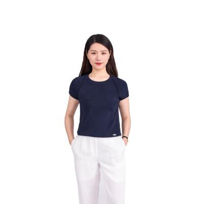 China Anti-wrinkle OEM Summer Wholesale Custom Women's T-shirt Short Sleeve Plain Knitted Top Women's Pullover for sale