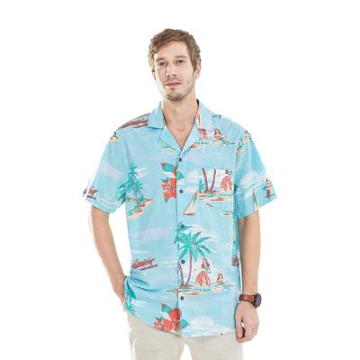 China 100% Cotton Anti-pilling Shirt Men's Casual Short Sleeve Mens Shirt Top Summer Hawaiian Shirt for sale