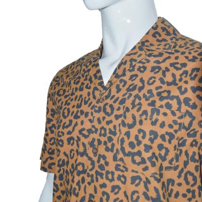 China Anti-pilling cotton shirt men's summer leopard print casual T-shirt short shirt men's sleeve top for sale