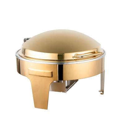 China restaurant & hotel & Buffet Ready To Ship Modern Stainless Steel Chafing Dish Alcohol Stove Serving Chafing Dish Gold 6l Round Food Warmer Buffet Food Buffet Heater Ready To Ship for sale