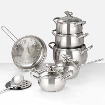 China Amazon Customized Kitchen Induction Stainless Steel Pots And Pans Sustainable Cookware Set for sale