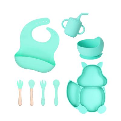 China Reusable Silicone Baby Feeding Set Tasteless , BPA Free Weaning Silicone Set 8 Pcs for sale