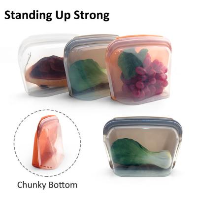 China Food Storage Zip Lock Silicone Food Bags 1300 ML Reusable Eco Friendly for sale