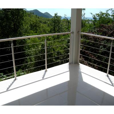 China Modern Hot Selling Stainless Steel Post Cable Post Balcony Wrought Iron Railing Cable Side Mount Deck Railing for sale