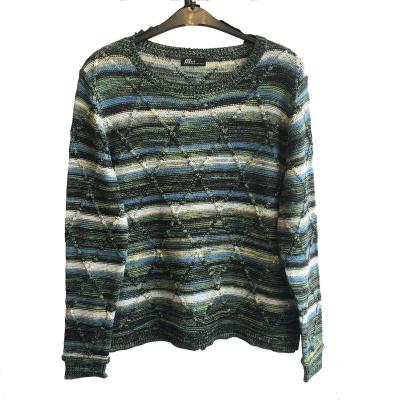 China Custom Rolling Edge Pattern Diamond-shape Dye Anti-wrinkle Dye Women's Space Cotton Blend Sweater Reverse Knitwear Top Sweater for sale