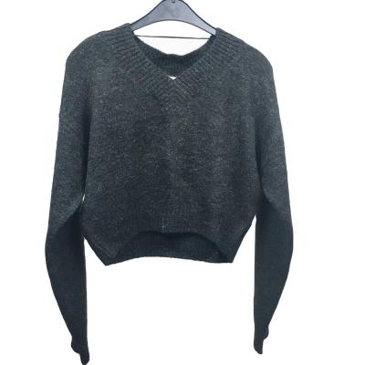 China Anti-wrinkle Women Long Sleeve V-Neck Korean Chic Custom Made Short Pullovers Crop Tops Knitwear Women's Sweater for sale