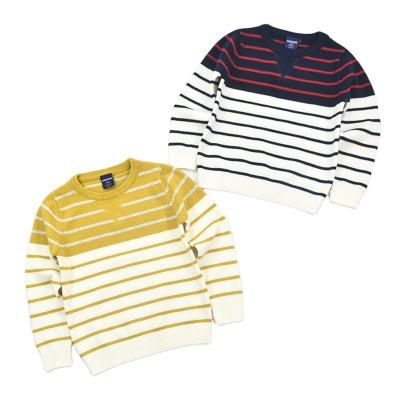 China Wholesale 88%cotton 12%elastane Long Sleeve O Neck Baby Kids Colorful Striped Boys Knitted Pullover Sweater for sale