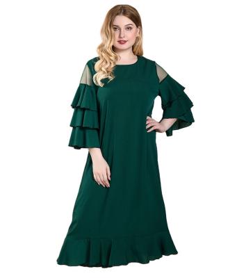 China Anti-wrinkle Plus Size Ladies Fashion Dress Ruffle Long Sleeve Luxury Style for sale