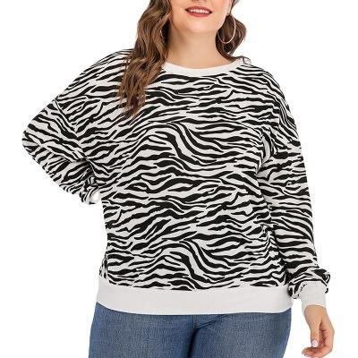 China Breathable Plus Size Basic Hoodies For Women Streetwear Spring Autumn Zebra Print Female Sweatshirt Casual Hoodies for sale