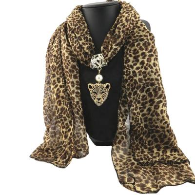 China New style cotton autumn winter fashion leopard head with diamond leopard pattern alloy pendant adorns noble and elegant scarf for sale