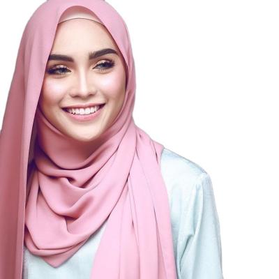 China Wholesale Bubble Chiffon Women Simple Bubble Chiffon Scarf Hijab Wrap Print Solid Color Shawls Headband Muslim Hijabs Scarves for sale