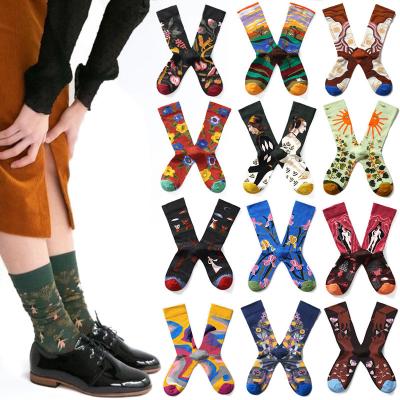 China Art Trend QUICK DRY French Ins Custom Design Personality Street Happy Knitting Socks Men Women Casual High Quality Cotton Tube Socks for sale