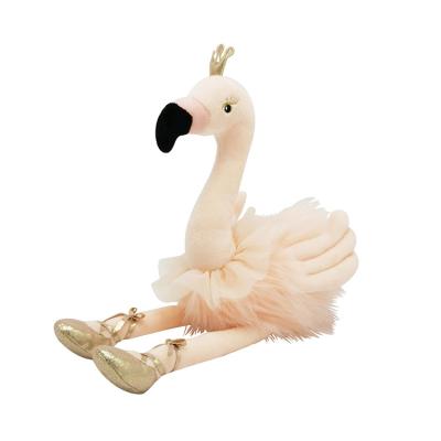 China Bestseller Soft Plush Custom Weighted Big Crown Ballerina Plush Luminous Golden Flamingos Toys for sale