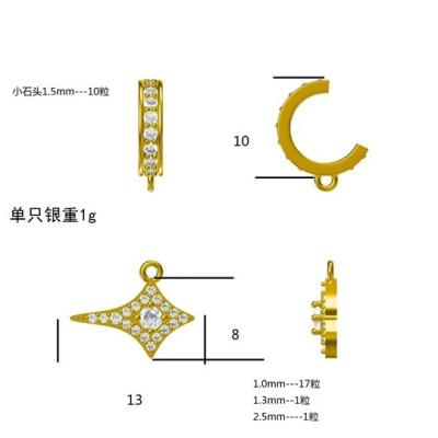 China De Pass Diamond Tester Moissanite Hip Hop Jewelry 925 Silver VVS Moissanite Diamond TrendyHexagram Pendant Earrings for sale