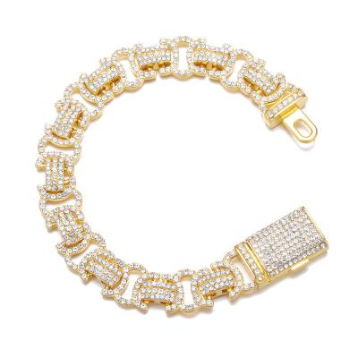 China 12mm Hiphop 2 Rows A.C.A. CZ Crystal Iced Out Miami Cuban Link Bracelet 18K White Gold Plated Alloy Hip Hop Jewelry Bracelets for sale