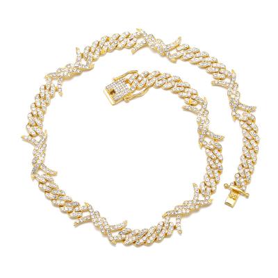 China Wholesale Fashion Hiphop Man 15mm Rhinestone Hip Hop Necklace Jewelry Chains For Men Diamond Cuban Link Chain Silver Gold Iced Out for sale