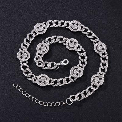 China New Hiphop Style Iced Out Trendy Trendy Bling Faces Chain Jewelry 10mm Cuban Smile Creative Cuban Necklaces for sale