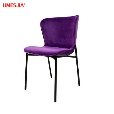 China Customizable Leather Dining Chair Creative Dining Chair Nordic Designer Chair Velvet Fabric Cafe Chair Metal Metal for sale