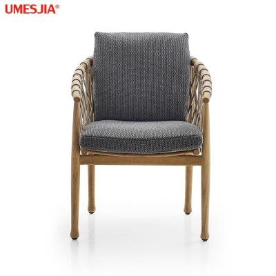 China Strip Rope Dining Chair Solid Teak Wooden Strip Chair Coffee Strip Rope Dining Chair Dining Furniture Hotel Room Furniture for sale