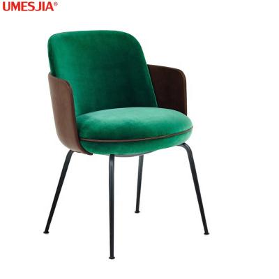 China Velvet Iron Chair Dining Chair Modern Home Furniture Restaurant Furniture Fabric Velvet Iron Chair Dining Chair Metal Construction in Matte Black Finish for sale