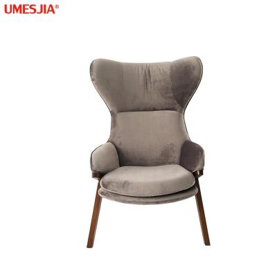 China Modern Ashwood Legs Leisure Chair Velvet Armchair Upholstrey Fabric PU Leather Lounge Chairs Living Room Furniture Legs Leisure Chair for sale