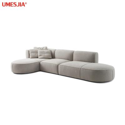 China Bowy Modular Sofa Modern Living Room Luxury Italian Gray Fabric Sofa Set 553 Oval Sectional Sofa for sale