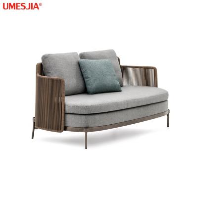 China Modern Outdoor Furniture BAND Strap Outdoor SOFA Italian Sofa Modern Garden Leisure Sofa Stainless Steel Legs in Bronze Color for sale