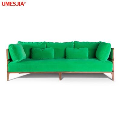 China Italy Modular Modern Walk 2 Sectional Sofa 3 Seater Living Room Furniture Solidwood Frame Velvet Rattan Corner Sofa for sale